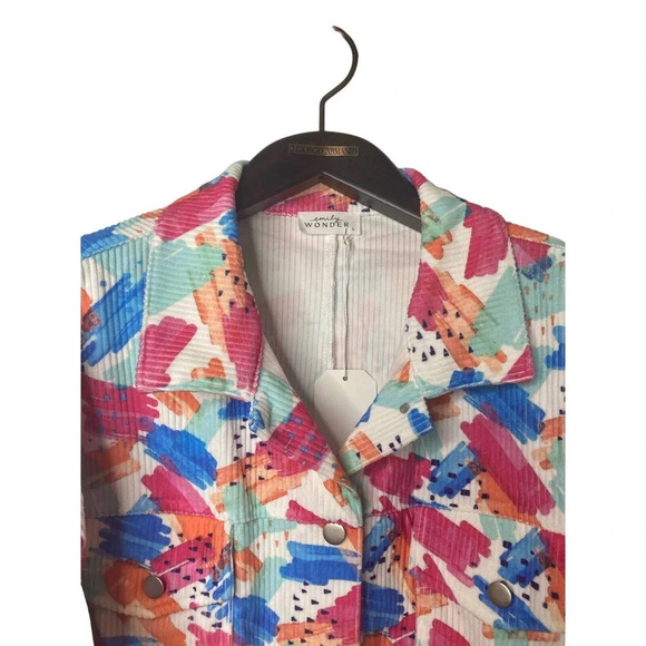 Boutique Emily Wonder sz L multicolor corduroy shacket - Picture 2 of 10